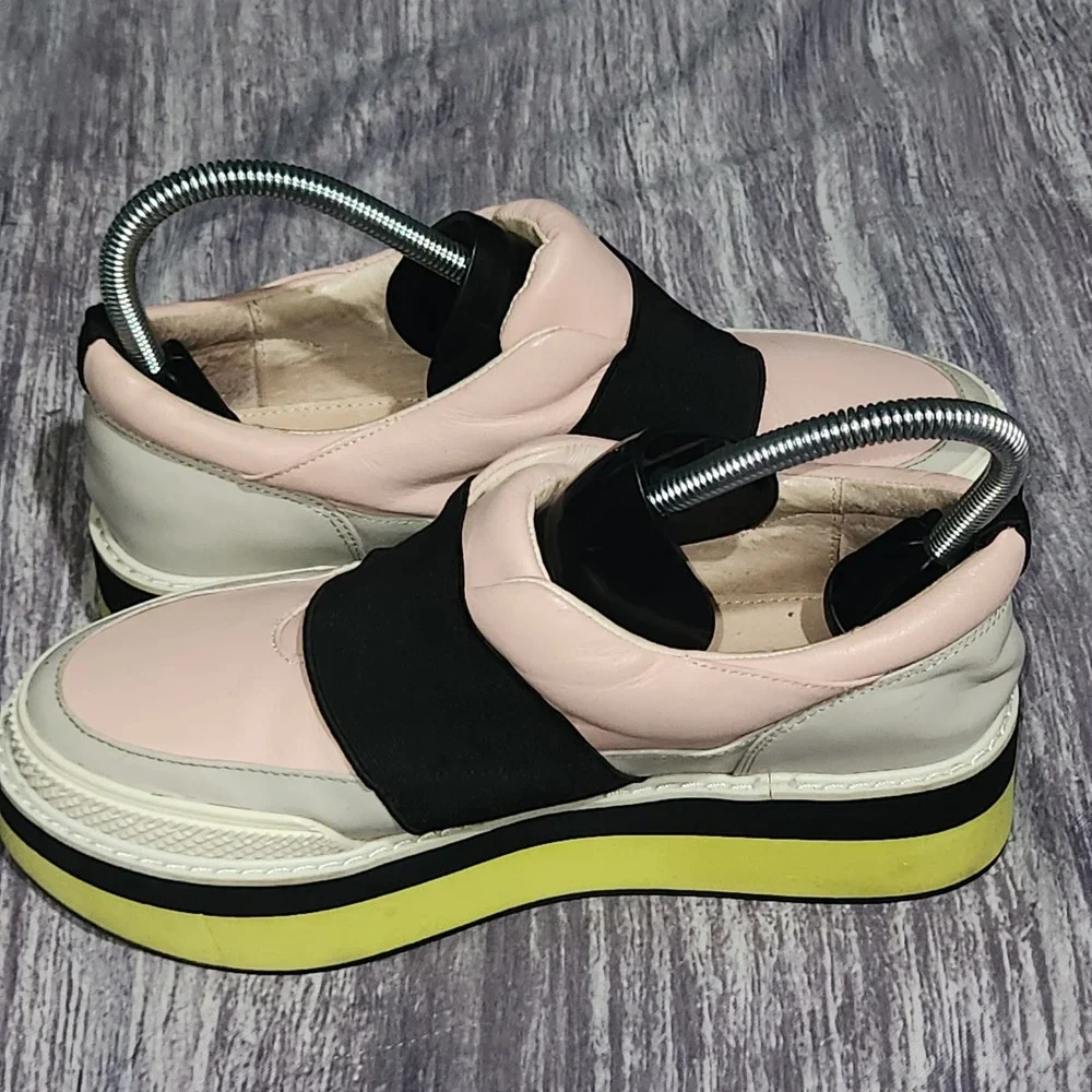 Shellys London Platform Slip On Sneakers Shoes Pastel Pink Color Block